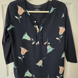 Van Heusen Women's Floral Navy Top